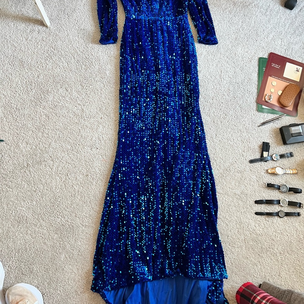 SHEIN Blue Sequin Maxi Dress